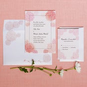 Image of "Dahlia" wedding invitation and RSVP card set - Pink