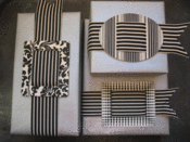 Image of Large Black Letterpress Buckles with ribbon