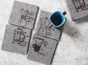 Image of coffee four ways - industrial felt coaster set