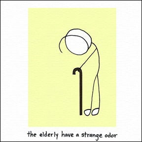 Image of the elderly have a strange odor