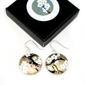 Image of Earrings - Japanese Chiyogami Paper - White Blossom