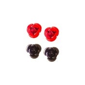 Image of Metallic Rose Studs - Black or Red
