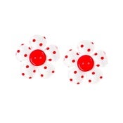 Image of Red Polka Dot Flower Studs