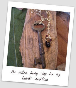 Image of extra long "key to my heart" necklace