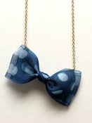 Image of Kolihaus Collection : Hand Made Blue Patterned Bow Pendant
