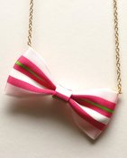 Image of Kolihaus Collection : Hand Made Pink Patterned Bow Pendant