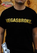 Image of VEGA$BROKE. Tee (DISTRESSED GOLD on BLACK)