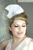 Image of White Polka Dot Bridal Pill Box Hat