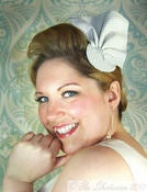 Image of White Leather Frill Miniature Fascinator 
