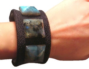 Image of Black Stingray and Labradorite Cuff