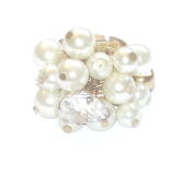 Image of Pearl Cluster and Crystal Heart Ring