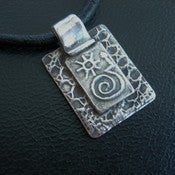 Image of PMC Necklace - Carved Rock Art Pure Silver PMC Pendant