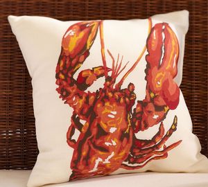 Image of FF Lobster Outdoor Pillow Panel Fabric Pottery Barn Fabric S349
