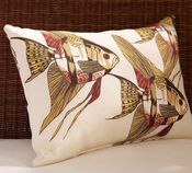 Image of FF Angel Fish Outdoor Pillow Panel Fabric Pottery Barn S348