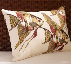 Image of FF Angel Fish Outdoor Pillow Panel Fabric Pottery Barn S348