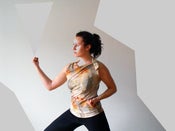 Image of print neckline top