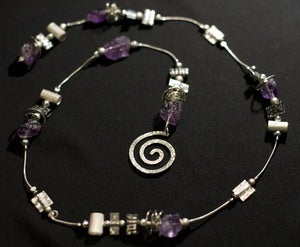 Image of Sterling Silver With Amethysts Tie Necklace