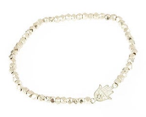 Image of Silver Hamsa Hand of Fatima Bead Bracelet