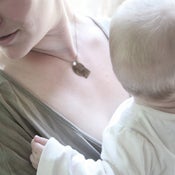 Image of the mama necklace - custom handstamped pendants w/garnet or pearl charm