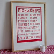 Image of Fish & Chips screenprint on paper - red