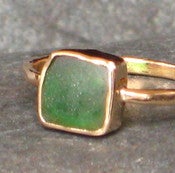 Image of Bottle Green Sea Glass Kiss Ring