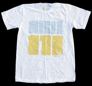 Image of -273 Blob T white - Blue / Mustard print