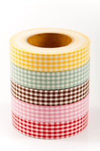 Image of 1 pk fabric tape - mini check - sherbert - FT016