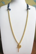 Image of Heart & Sword Velvet Ribbon + Chain Necklace - Gold Vermeil
