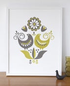 Image of happy birds screenprint