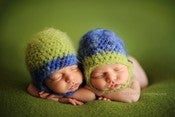 Image of Adorable Green/Blue Blue/Green Face Framing Beanies