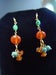Image of Long turquoise & cornelian earrings