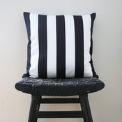 Image of BLACK WHITE STRIPES Cotton Cushion, Pillow Cover 45 x 45 cm