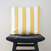 Image of YELLOW WHITE STRIPES Cotton Cushion, Pillow Cover 45 x 45 cm