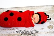 Image of Lady Bug Sac & Matching Hat [Newborn size only]