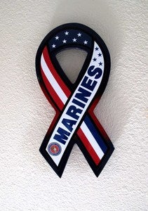 Image of MARINES - 12.5 inch Wood/Painted Support Ribbon