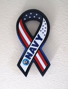 Image of NAVY - 12.5 inch Painted/Wooden Support Ribbon