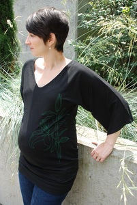 Image of black kimono sleeve lily maternity tunic