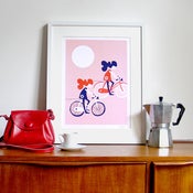 Image of Freewheelin' Screen Print ~ Pink, Blue, Red & White