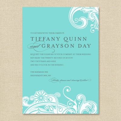  Tiffany Elegant Swirl Wedding Invitation