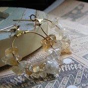 Image of Citrine Chip Brass Hoop Earrings