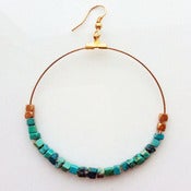 Image of TURQUOISE STONE GODDESS HOOP 