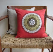 Image of circles design vintage fabric cushion  
