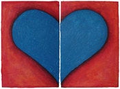 Image of One love two hearts Mixed Media on canvas 24" by 36" (x2)/ Red & blue
