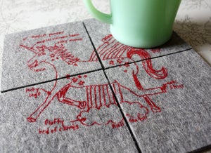 Image of magical unicorn and rainbows coasters - set of four