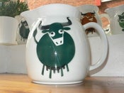 Image of Kaj Franck large Cow or Heluna pitcher in teal blue for Arabia c1967