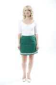 Image of 'Anna' A-Line mini skirt - Green with vintage daisy trim