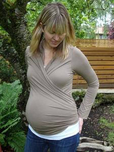 Image of brown long sleeve wrap top