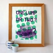 Image of One Lump or Two screenprint on paper -mint/mauve