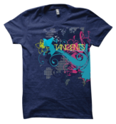Image of Tangents T-Shirt / Navy Blue Multi-Color Print 