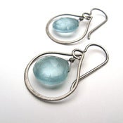 Image of Moss Aquamarine Briolette Earrings with Oxidized Silver